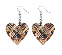 Boucles d'oreilles géométriques en bois en forme de diamant pour femme, bijoux vintage élégants en bois, boucles d'oreilles légères pour mariage, fête, cadeau quotidien, Love, Bois, Bois.