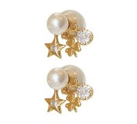 Boucles d'oreilles géométriques en forme d'étoile avec fausses perles plaquées argent pour occasions décontractées et formelles Boucles d'oreilles en forme d'étoile en zircon