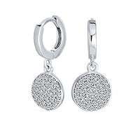 Boucles D'Oreilles Géométriques Minimalistes Pendantes Et Délicates CZ Pave Circle Disc Huggie Mini Hoop Pour Femmes Ados .925 Argent Sterling