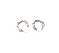 Boucles d'oreilles géométriques plissées en argent sterling - Style japonais simple - LE0240