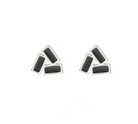 Boucles d'Oreilles Géométriques Triangle Noir Minimaliste pour Femmes, Alliage Argenté avec Incrustation Émail, Bijoux de Mode Légers pour Usage Quotidien et Bureau