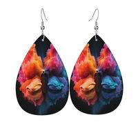 Boucles d'oreilles Goldfish uniques en cuir en forme de larme pour femme - Boucles d'oreilles pendantes légères en PVC avec crochets en argent 925, imprimés double face | Cadeau hypoallergénique