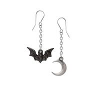 Alchemy Gothic Paire de boucles d'oreilles Lunatious Femme noir/argent Étain