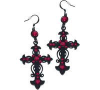 Boucles d'oreilles Gothic de Gothicana by EMP - Croix Rouges - pour Femme - noir/rouge Standard