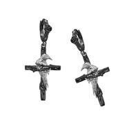 Boucles d'oreilles gothiques en forme de croix corbeau punk - Bijoux foncés - Design unique - En alliage - Bijoux d'oreille sophistiqués pour femme - Boucles d'oreilles pendantes pour scène, taille