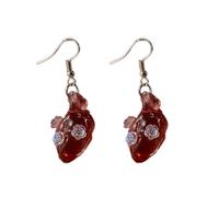 Boucles d'oreilles gothiques punk en forme de cœur Pendentifs Boucles d'oreilles Pendants d'oreilles Manchettes asymétriques uniques pour Halloween Party Heart Pendentif, taille unique, comme décrit