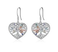 Boucles D'oreilles Goutte Arbre de Vie Boucles D'oreilles Pendantes Hibou Bijoux en Argent Sterling 925 Cadeau pour Femme Maman Mère Amis