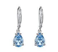 Boucles d'Oreilles Goutte, Boucle d'Oreille Argent 925 Boucles d'Oreilles Larmes Boucles d'Oreilles Topaze Bleue 6mm Bijoux Fête des Mères