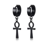 Boucles d'oreilles goutte croix hommes égyptien Ankh Michael accrocher boucles d'oreilles noir acier inoxydable mâle Punk bijoux Professionnel et mode