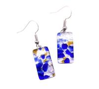 Boucles d'oreilles goutte en verre de Murano Millefiori en verre de Murano sur feuille d'argent - Fait main à Venise en Italie - Bijoux vénitiens, 2cm x 1cm, Verre, Pas de gemme