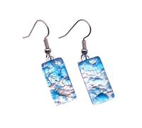 Boucles d'oreilles goutte en verre de Murano Millefiori en verre de Murano sur feuille d'argent - Fait main à Venise en Italie - Bijoux vénitiens, 2cm x 1cm, Verre, Pas de gemme