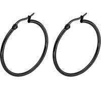 Boucles d'oreilles Grandes boules rondes-noires KP28326