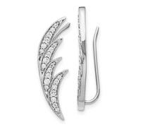 Boucles d'oreilles grimpantes en or blanc 10 carats de 8 mm de large avec diamant 26 x 8 mm de large pour femme