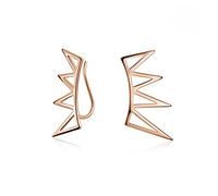 Boucles d'oreilles grimpeuses minimalistes géométriques tendance bohème pyramide pointe triangles pour femmes adolescentes plaqué or rose en argent sterling .925