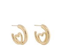 Boucles D'oreilles Guess Iconique - Design Doubles Créoles Avec Motif C?Ur En Acier Inoxydable Doré