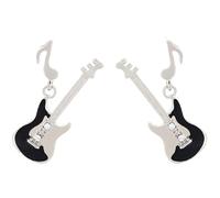 Boucles d'oreilles guitare électrique notes musicales - Style rock cadeaux musiciennes passionnées (Noir)