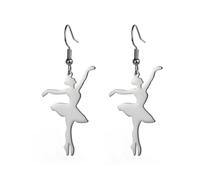 Boucles d'oreilles Gymnastique Ballerine Boucles d'oreilles Danse Ballerine Boucles d'oreilles pendantes Danse Ballerine Inspiration Bijoux Danse Ballerine Cadeaux de récital pour femmes (argent 3)