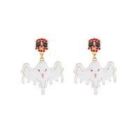 Boucles D'oreilles Halloween Avec Strass - Design Gothique Tête De Mort Et