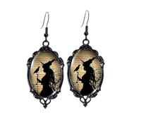 Boucles d'oreilles Halloween Femme,halloween Chapeau Sorcier Boucles D'oreilles,Boucles d'oreilles Gothiques halloween Earrings Décorations pour Filles et Femmes (B)