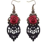 boucles d'oreilles Halloween vintage gothique rouge rose fleur dentelle goutte pendantes crochet boucles d'oreilles laissez votre beauté s'épanouir avec ces belles boucles d'oreillesDesign pratiq