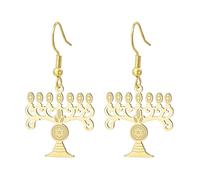 Boucles d'oreilles Hanoukka pour femme Mezouzah Menorah 7 branches pendentif étoile de David Temple de Jérusalem Bijoux religieux Israël Cadeau juif