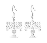 Boucles d'oreilles Hanoukka pour femme Mezouzah Menorah 7 branches pendentif étoile de David Temple de Jérusalem Bijoux religieux Israël Cadeau juif, Moyen, Acier inoxydable, Pas de pierre précieuse