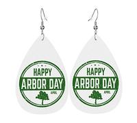 Boucles d'oreilles Happy Arbor Day pour femmes filles en cuir bijoux légers boucles d'oreilles pendantes en forme de larme