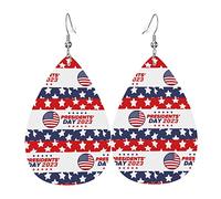 Boucles d'oreilles Happy President's Day pour femmes filles en cuir bijoux légers boucles d'oreilles pendantes en forme de larme