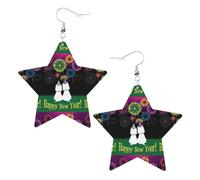 Boucles d'oreilles Happy Year pour femme, boucles d'oreilles pendantes en forme d'étoile étincelante, bijoux tendance pour soirée, One Size, Cuir