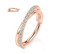 Boucles d'oreilles Helix 16G Septum Clicker Cartilage Daith Anneau 316L Conch Hoop Ring 8mm Twisted Shape Tragus Rook Boucles d'oreilles Anneaux de nez en or rose Petite boucle d'oreille