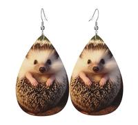 Boucles d'oreilles hérisson pour femme en cuir en forme de larme, boucles d'oreilles pendantes double face, légères, accessoires d'oreille pour femme, bijoux tendance, cadeau d'anniversaire