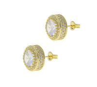 Boucles d'oreilles hip-hop en or 14K - Crajout Moisanite entièrement clouté pour hommes. Un cadeau audacieux pour l'homme qui aime briller, cadeau de la fête des pères
