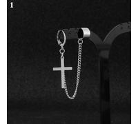 Boucles D'oreilles Hip Hop Rock, Chaîne, Croix, Rétro, Simplicité Géométrique, Os, Clip, Street Snap, Bijoux Cadeaux Pour Couples, 1 Pièce