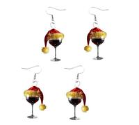 Boucles d'oreilles Holiday Spirits avec chapeau de Noël et verre à vin pour fêtes et rassemblements festifs, bijoux de Noël pour femmes
