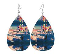 Boucles d'oreilles homme volant avec des ballons colorés en cuir en forme de larme Texture légère de luxe - Convient pour un usage quotidien, une fête, un rendez-vous galant