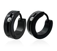 Boucles d'oreilles homme - ZENSE - Acier inoxydable noires, pierre Zirconium - Hauteur 1,20cm, Largeur 0,40cm - ZE0005-A