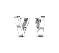 Boucles D'Oreilles Huggie Plates En Forme De V Géométrique Pour Femmes Et Hommes En Acier Inoxydable Ton Argent