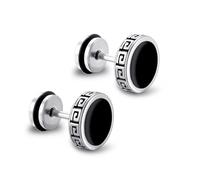 Boucles d'oreilles hypoallergéniques pour homme, en acier chirurgical noir, forme de gâteau rond, gel noir unique, 1 cm de large, 5.04 x 4.25 x 0.47, Acier inoxydable, Pas de pierre précieuse