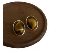Boucles d'oreilles œil de tigre géométriques style Maillard œil de tigre | Véritable œil de tigre, motif minéral unique, design géométrique, qualité artisanale, brillance élégante