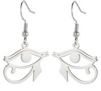 Boucles d'oreilles œil d'Horus Ankh pour femme en acier inoxydable - Œil d'Horus égyptien antique avec croix Ankh | Boucles d'oreilles pendantes à double aile, Acier inoxydable, Pas de gemme