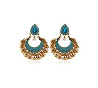 Boucles d'oreilles indiennes, boucles d'oreilles souvenir de mode indienne, boucles d'oreilles de personnalité nationale indienne, bijoux indiens (bleu lac), Zinc