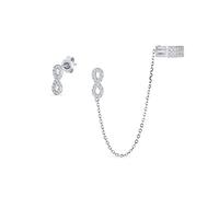 Boucles D'Oreilles Infini En Chaîne Avec Cartilage Et Clous D'Oreilles Pavés En CZ Boucles D'Oreilles Hélicoïdales Pour Femmes .925 Argent Sterling