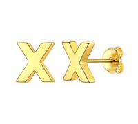 Boucles d'oreilles Initiale X Or Enfant Fille Clous d'oreilles Femme Bijoux Puce d'oreilles Lettre Argent