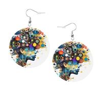 Boucles d'oreilles intelligence artificielle en cuir imprimé cerveau pour femme - Boucles d'oreilles pendantes et créoles parfaites pour les fêtes costumées, accessoires de filles, taille unique, Cuir