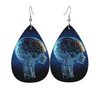 Boucles d'oreilles intelligence artificielle pour femme en cuir en forme de larme - Boucles d'oreilles pendantes double face légères pour femme - Accessoires d'oreille tendance - Cadeau d'anniversaire