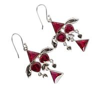 Boucles d'oreilles intemporelles en quartz rouge, triangles élégants et pierres à facettes en argent 925, lunette de 53 mm, gouttes romantiques, 8 x 9, 6, argent sterling, quartz rouge