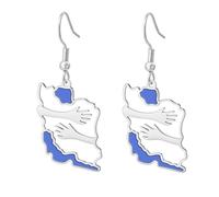 Boucles d'oreilles Iran Map Embrace Fierté du patrimoine iranien Boucles d'oreilles persanes mains enlacées Symbole patriotique de paix Bijoux Souvenirs Série Cadeaux (Embrace argent)
