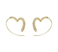 Boucles d'oreilles irrégulières en forme de cœur exquises et raffinées avec des diamants et un tempérament simple et polyvalent. Boucles d'oreilles en forme de cœur cool pour femmes autisme (or