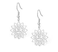 Boucles d'oreilles islamiques pour femme en acier inoxydable Mandala musulman religieux avec zircon cubique Islam Aïd Ramadan, Adjustable, Acier inoxydable, Pas de gemme
