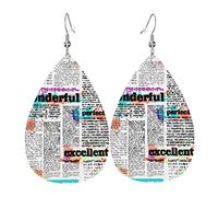 Boucles D'Oreilles Journal Vintage Inspirant Blanc Faux Cuir Goutte Légères Confortables Forme Larme Boucles D'Oreilles, Pour Ouple, Festival, Valentine'S Day